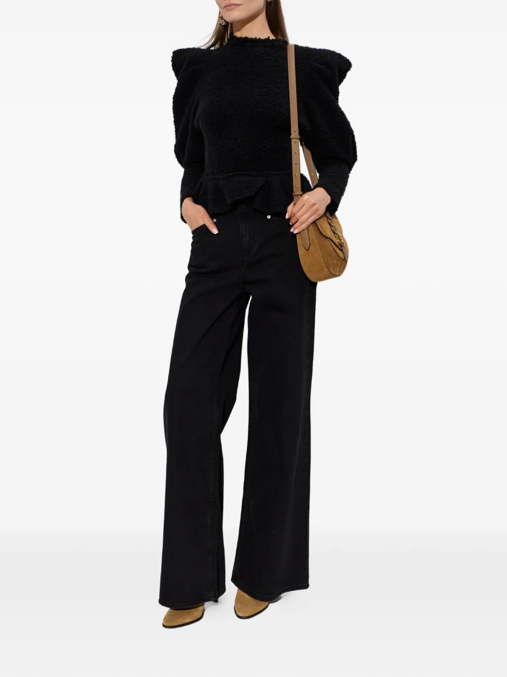 ISABEL MARANT Giamili peplum top - Zwart