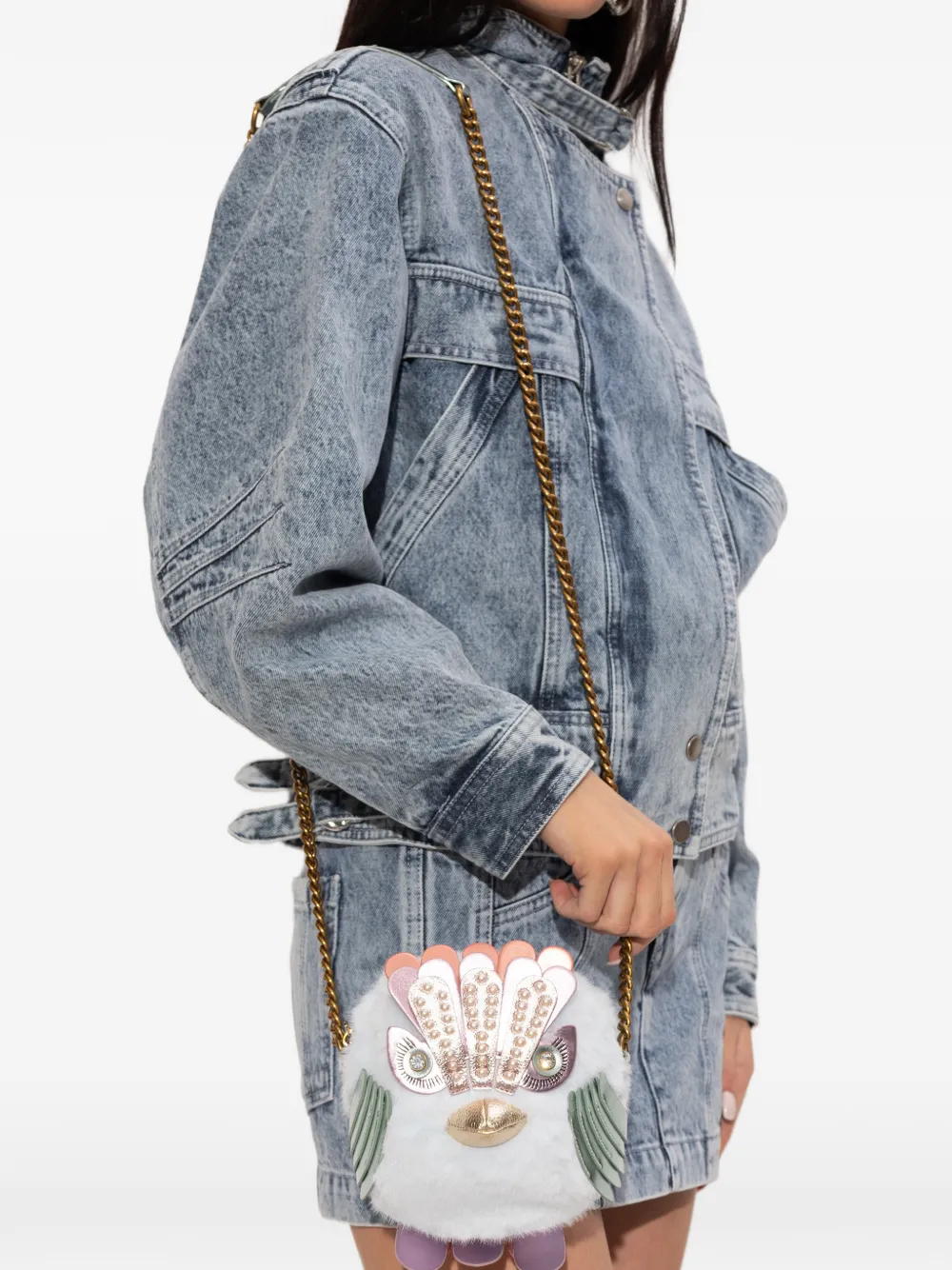  Kurt Geiger London Pom Pom Eagle Mini Bag - White 