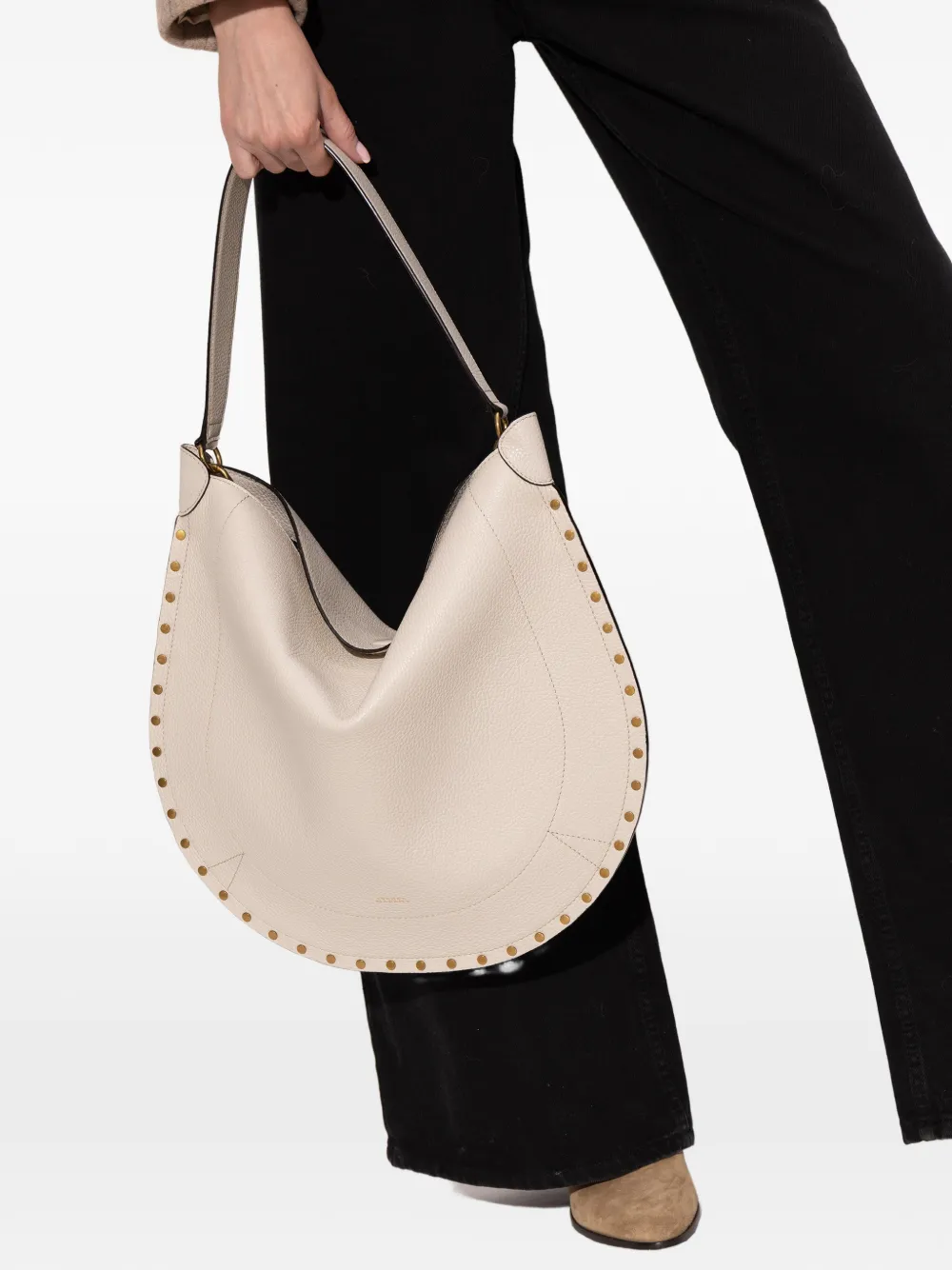 ISABEL MARANT Oskan studded shoulder bag - Beige