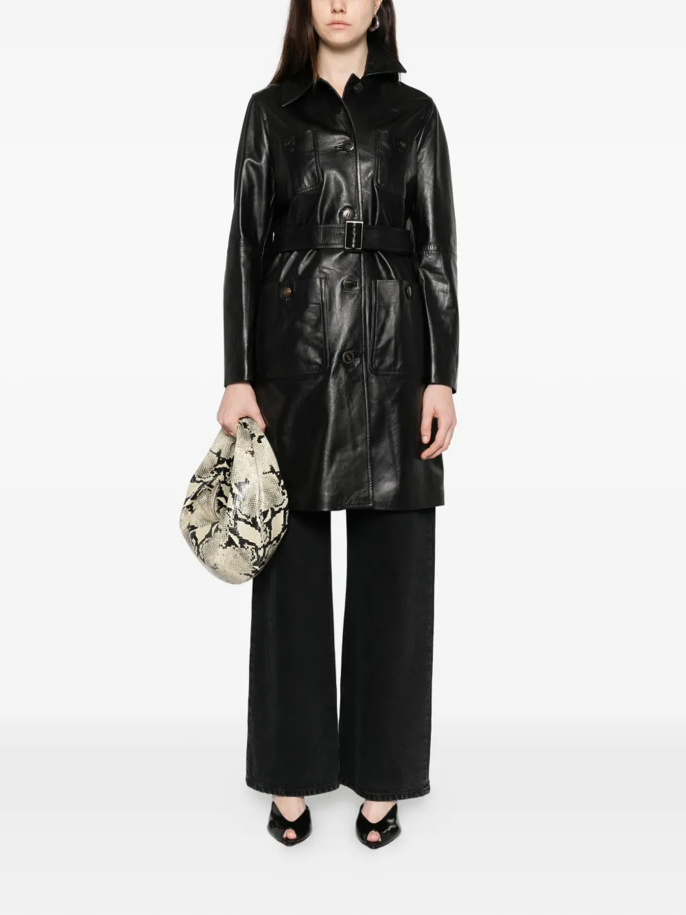 Max Mara belted coat - Zwart
