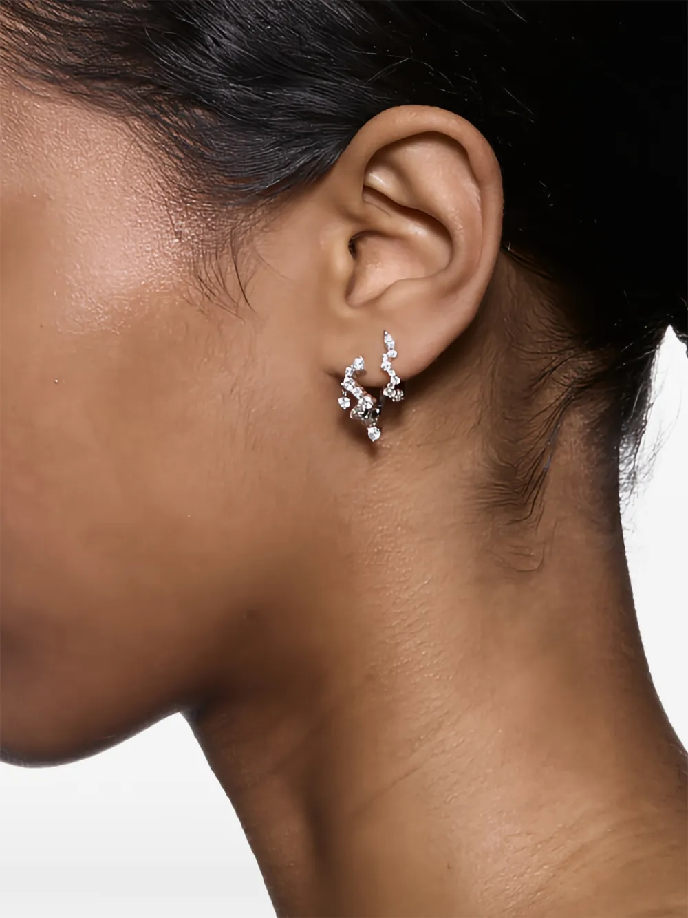 Maria Black 14k Recycled White Gold Sky Lab-grown Diamonds Huggie Earrings In Metallic