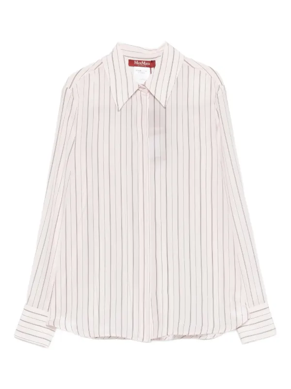 Max Mara Flirt Striped Long-sleeved Shirt in Neutrals