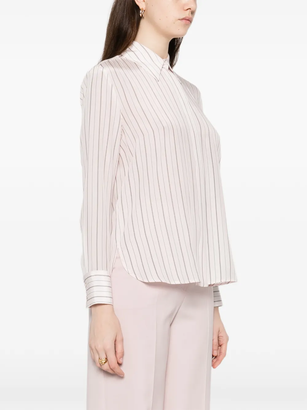 Max Mara Flirt gestreepte blouse met lange mouwen Beige