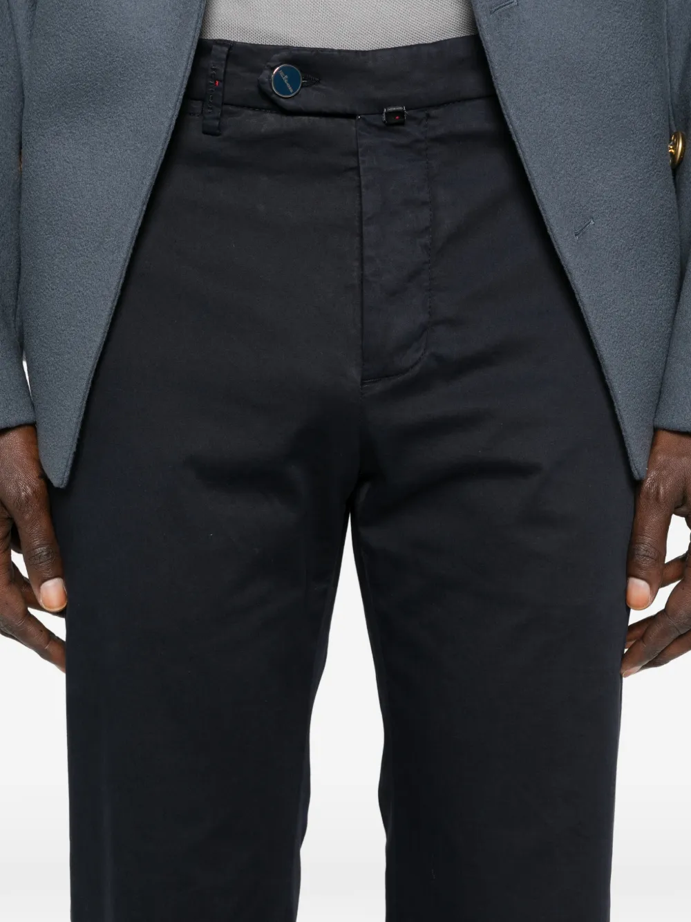 Kiton Broek met riemlussen Blauw