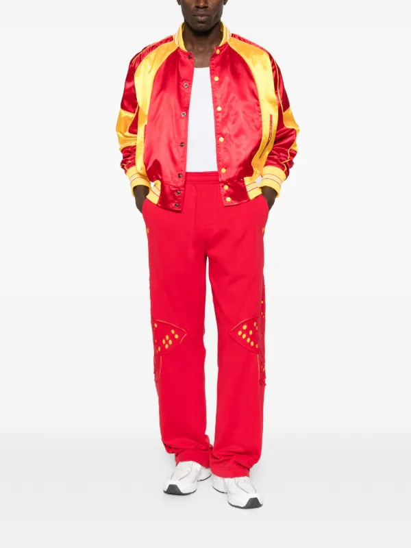 Kiko Kostadinov x Fox Lab Perforated Fleece Jogger | Red | FARFETCH
