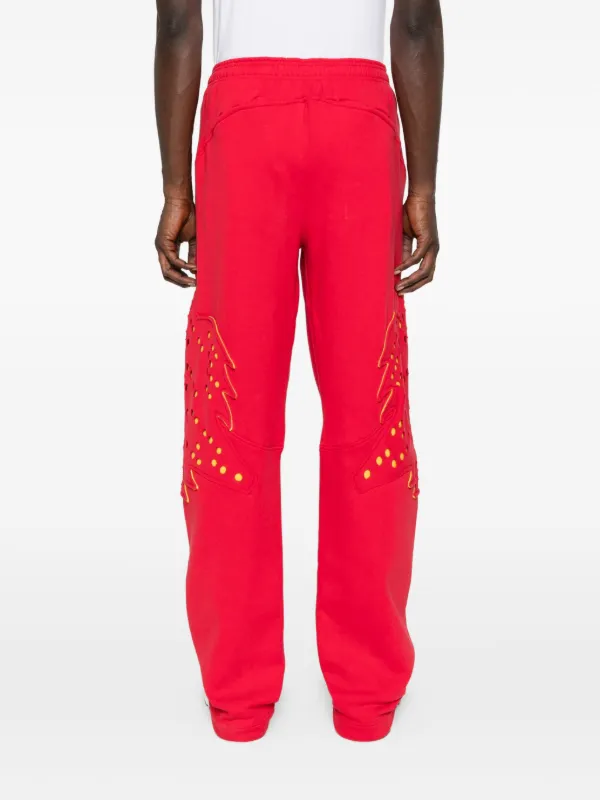 Kiko Kostadinov x Fox Lab Perforated Fleece Jogger | Red | FARFETCH BH