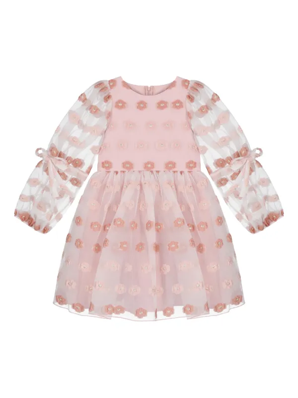 mama luma pink dress MAMA LUMA KIDS Jacquard Floral Dress | Pink