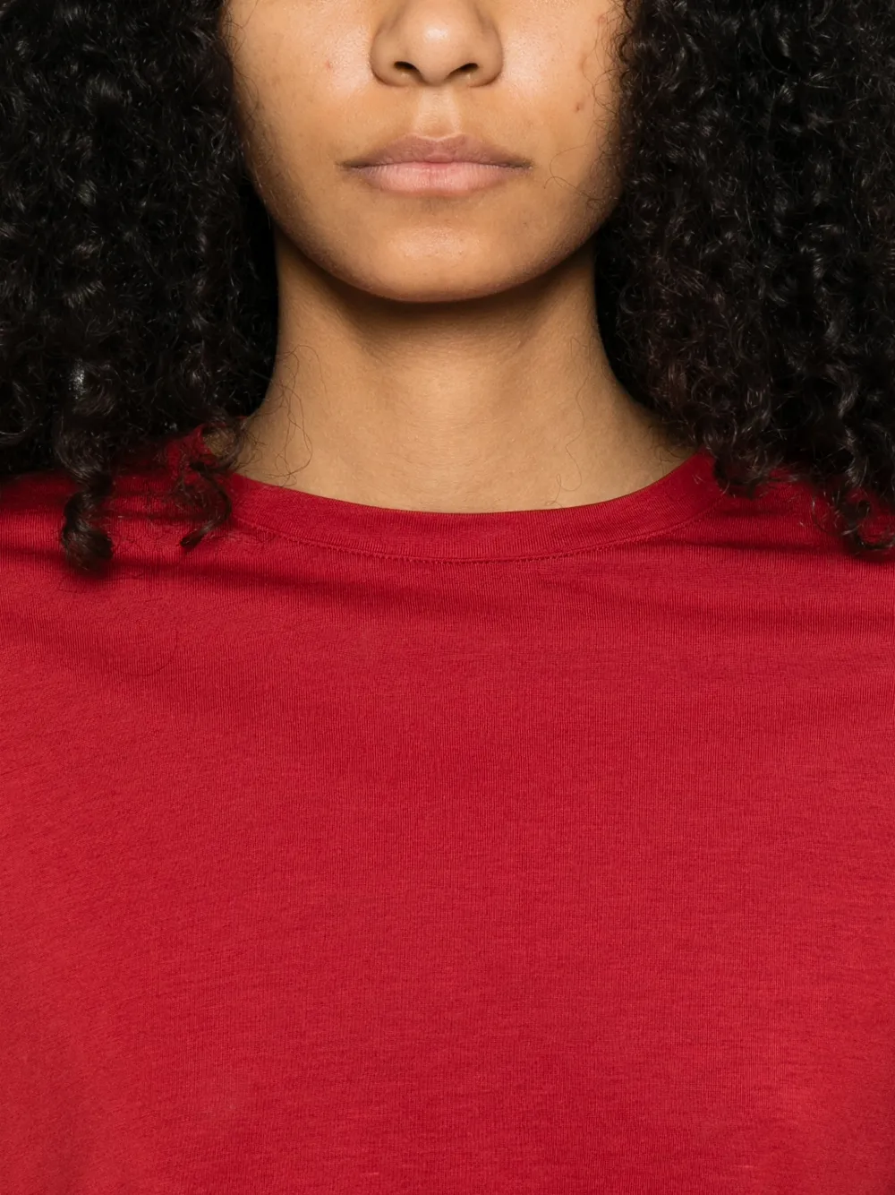 TOTEME T-shirt met ronde hals en lange mouwen Rood
