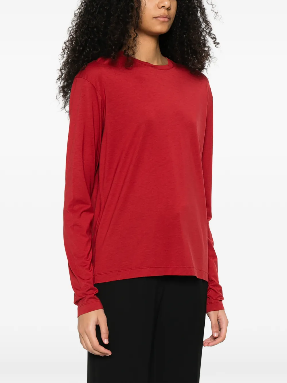 TOTEME T-shirt met ronde hals en lange mouwen Rood