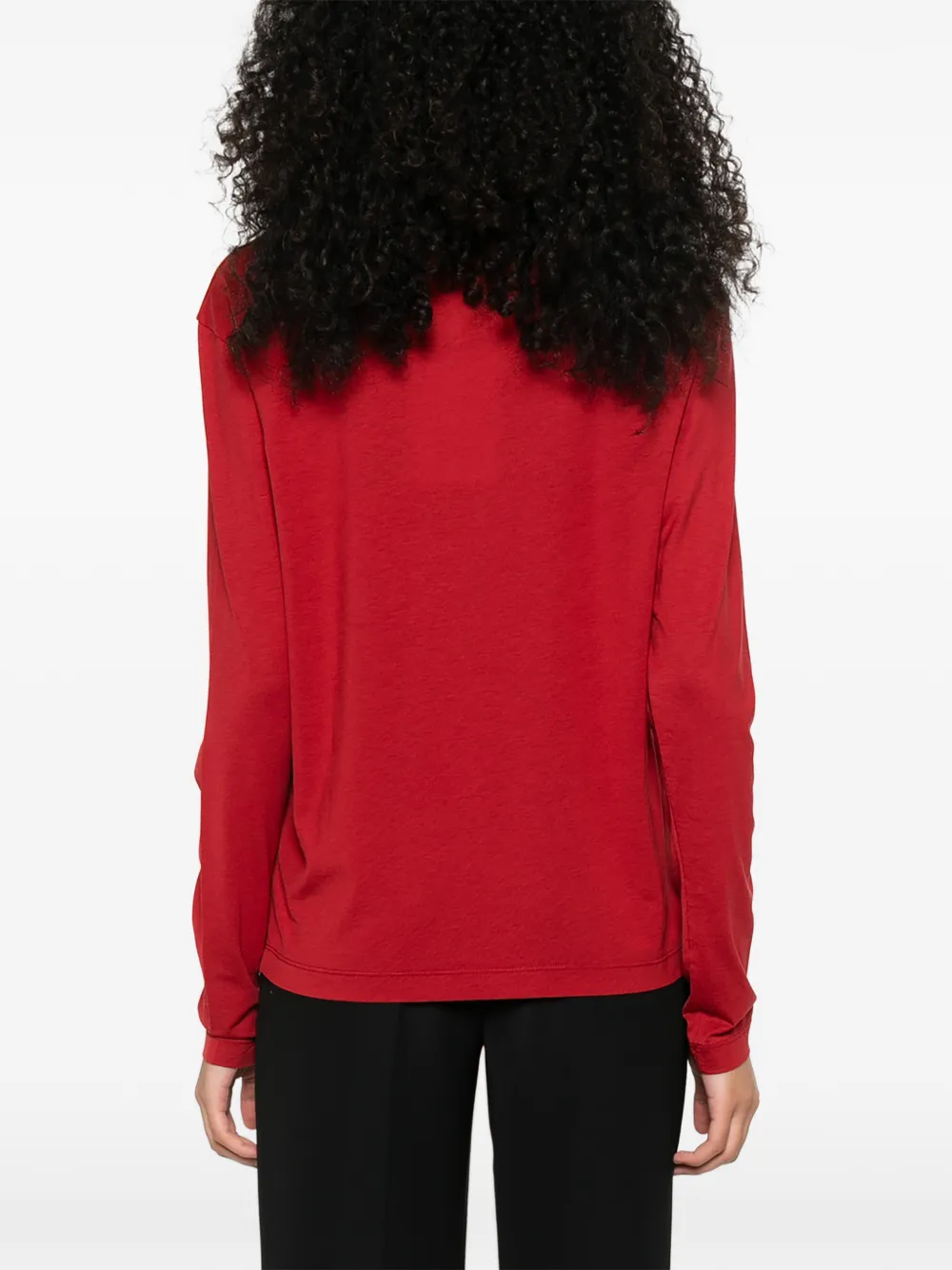 TOTEME T-shirt met ronde hals en lange mouwen Rood