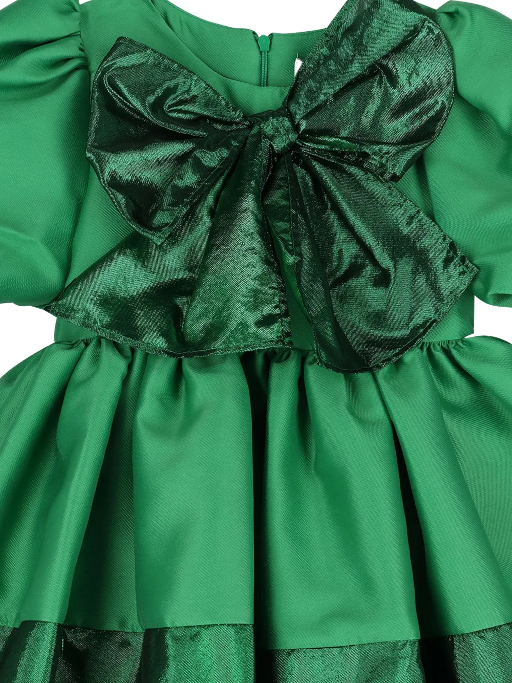 MAMA LUMA KIDS Geplooide twill jurk met strik Groen