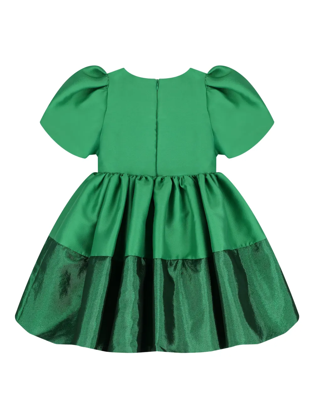 MAMA LUMA KIDS Geplooide twill jurk met strik Groen