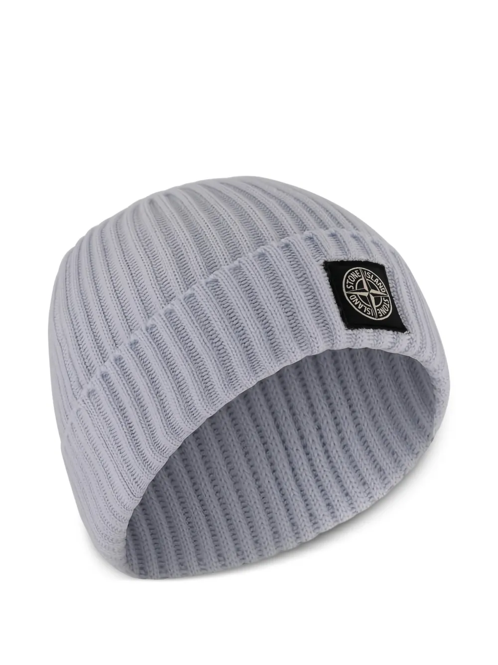 Stone Island Junior ribbed logo-patch beanie | Blue | Image 1