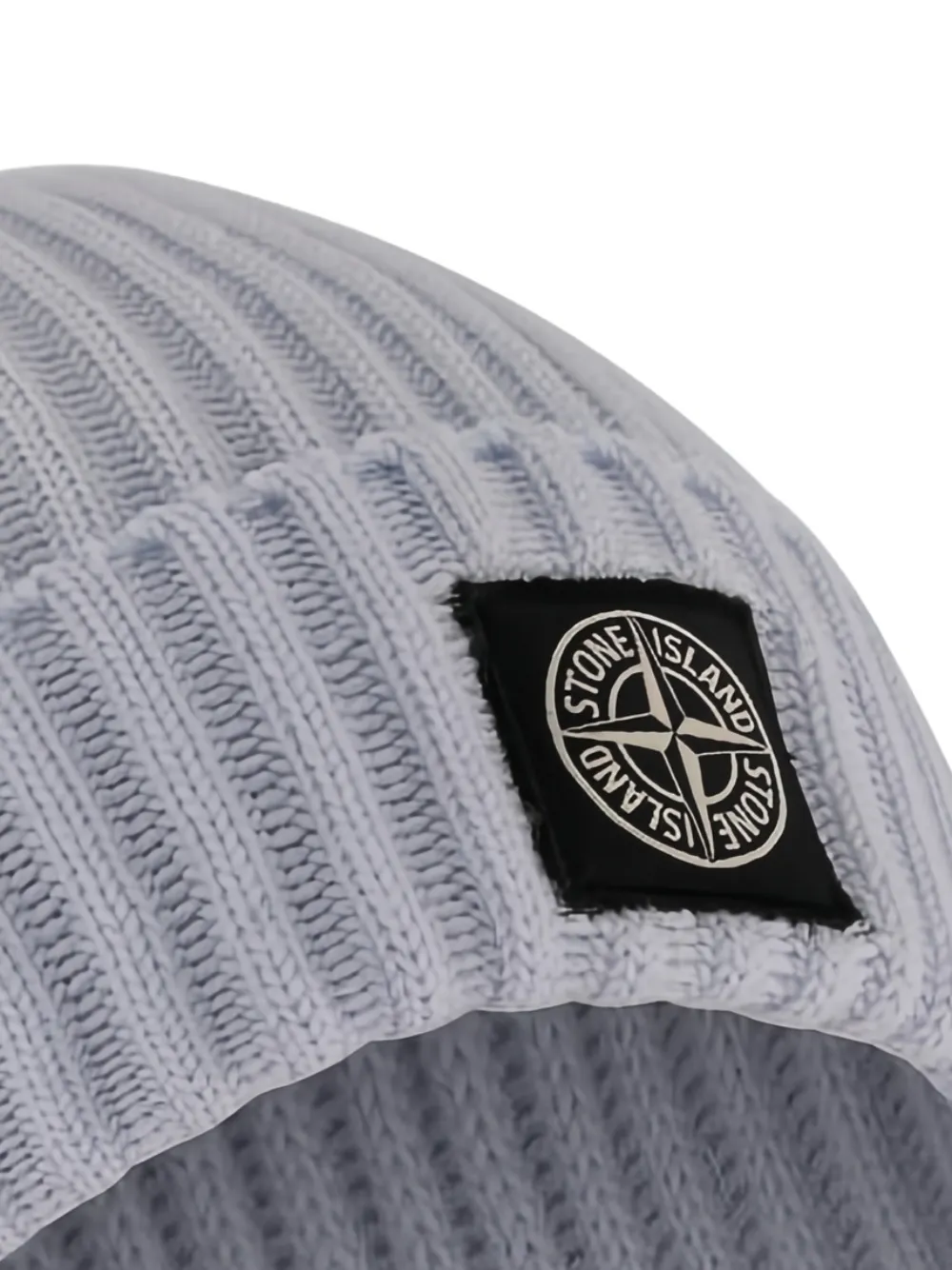 Stone Island Junior Geribbelde muts met logopatch - Blauw
