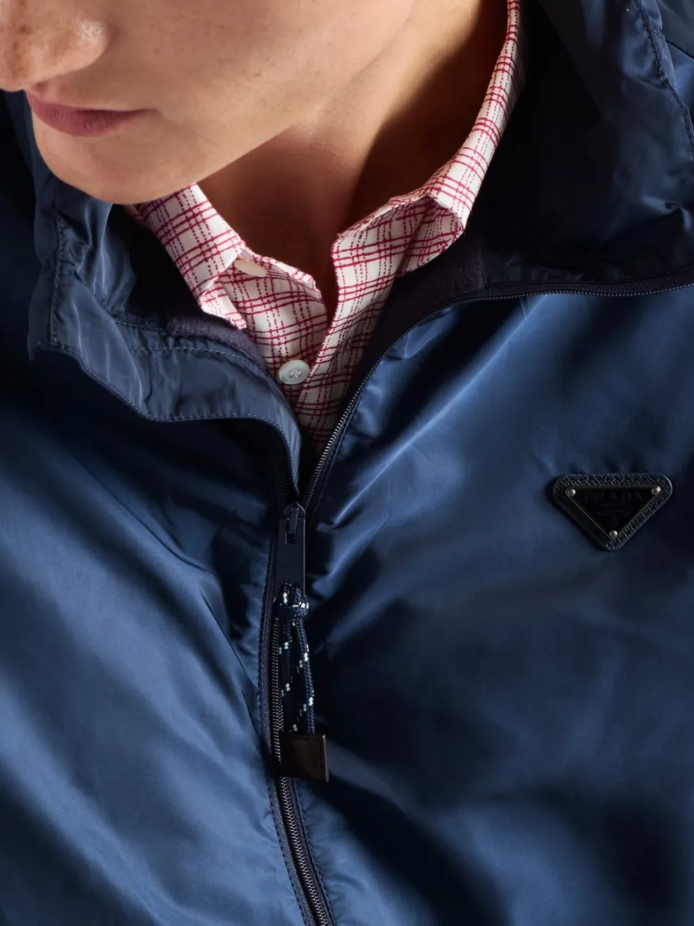 Prada Jack met afneembare capuchon en raglan mouwen Blauw