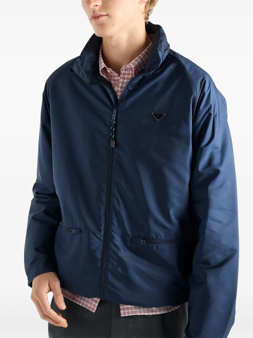 Prada Jack met afneembare capuchon en raglan mouwen Blauw