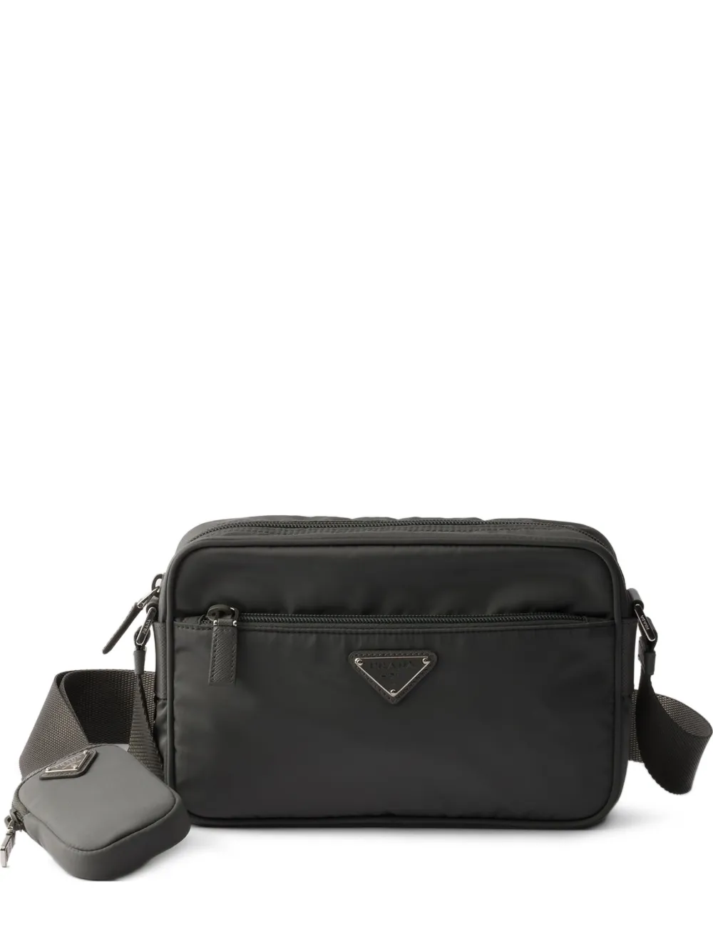 Prada Borsa a spalla con zip - Grigio