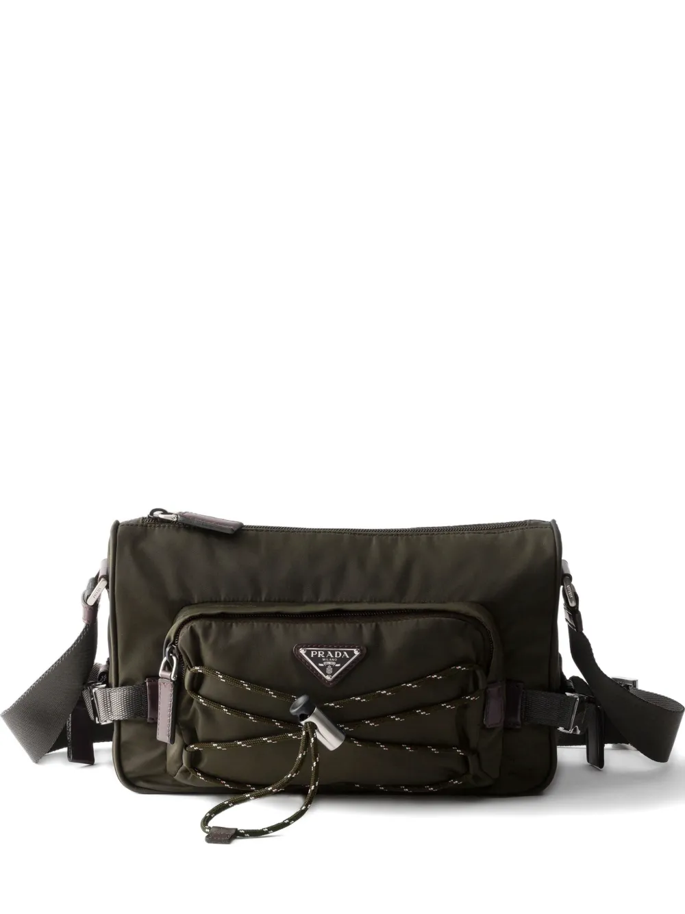 Prada Borsa messenger in pelle con zip - Verde