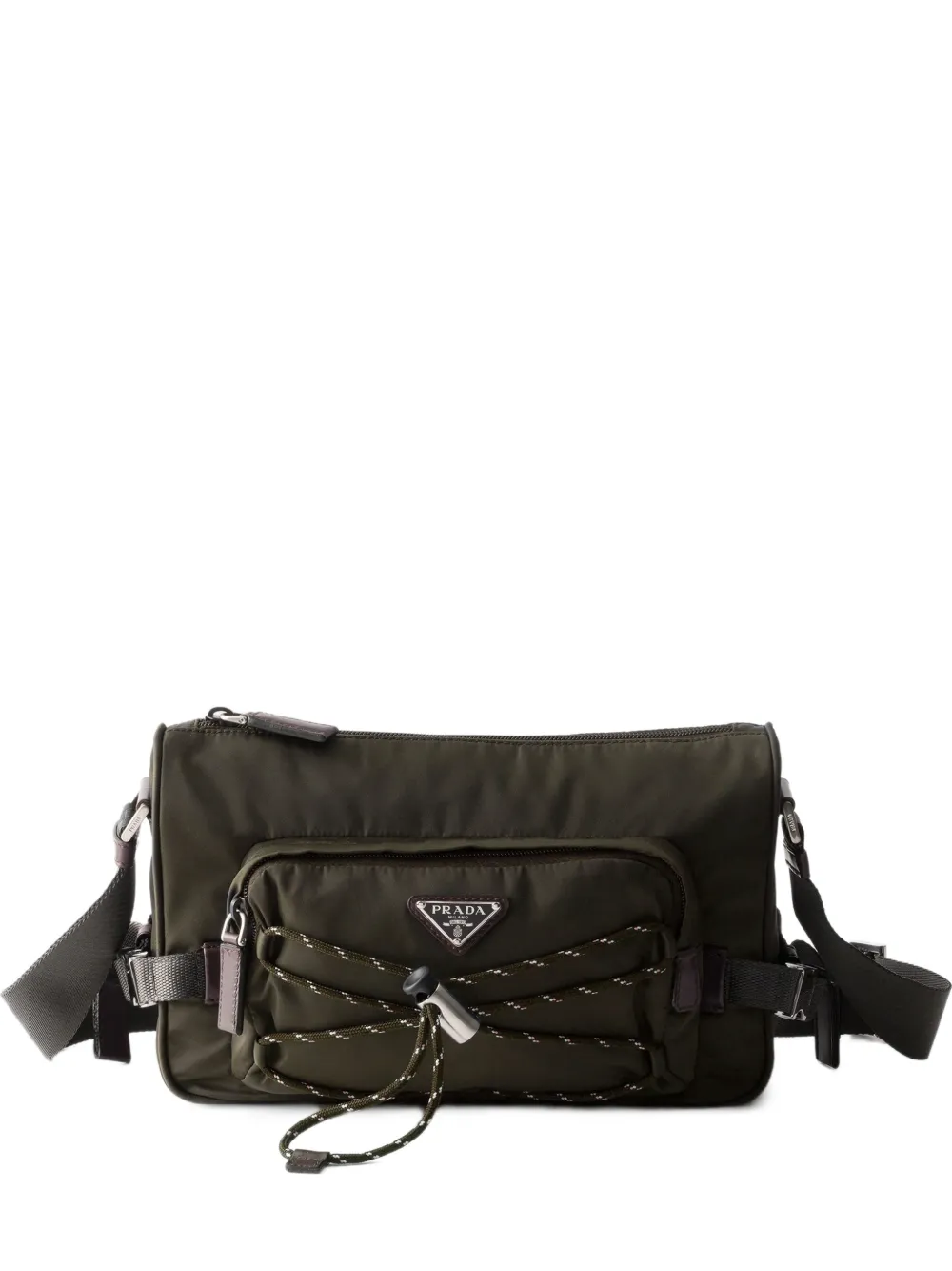 Prada Borsa messenger in pelle con zip - Verde