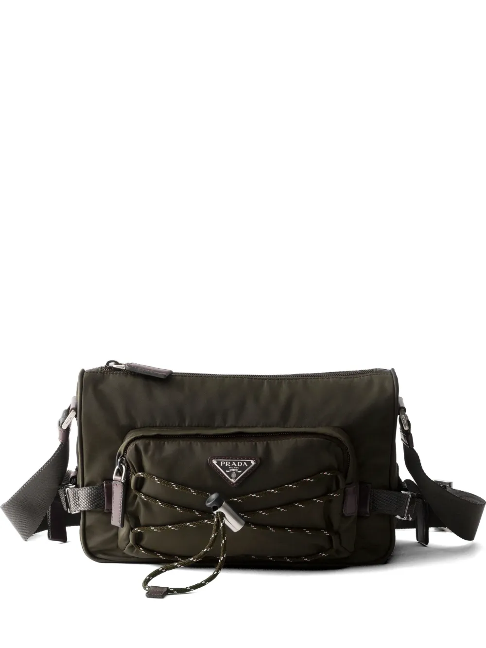 Prada Borsa messenger in pelle con zip - Verde