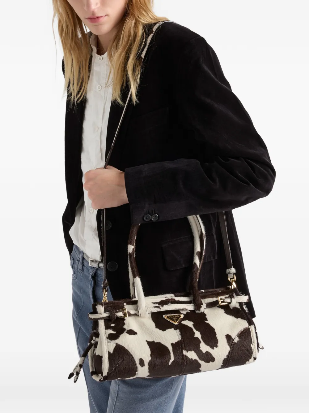 Prada Medium Bonnie shopper met print - Wit