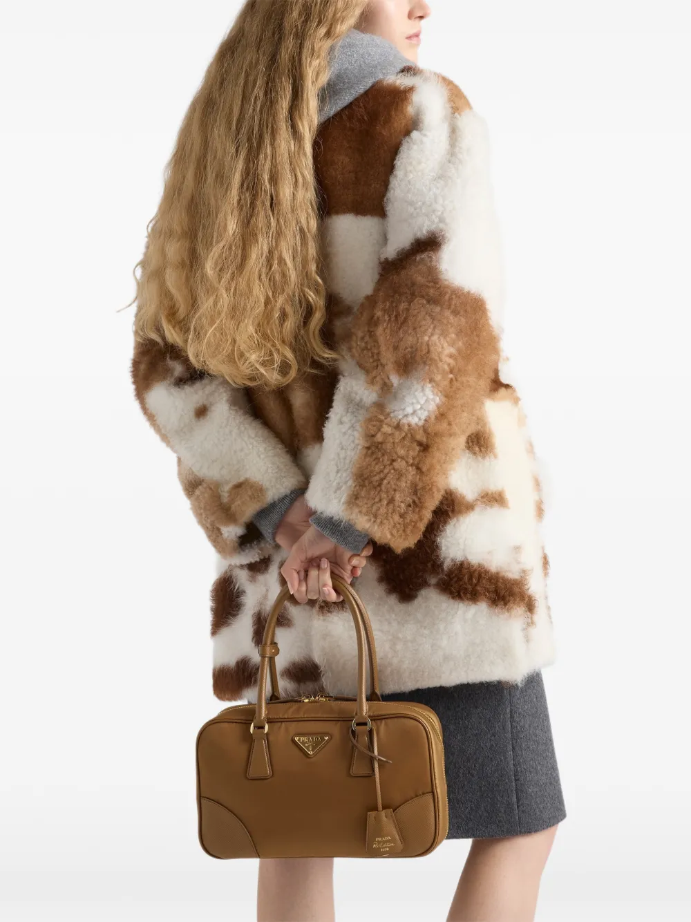 Prada Medium shopper met logodetail - Bruin