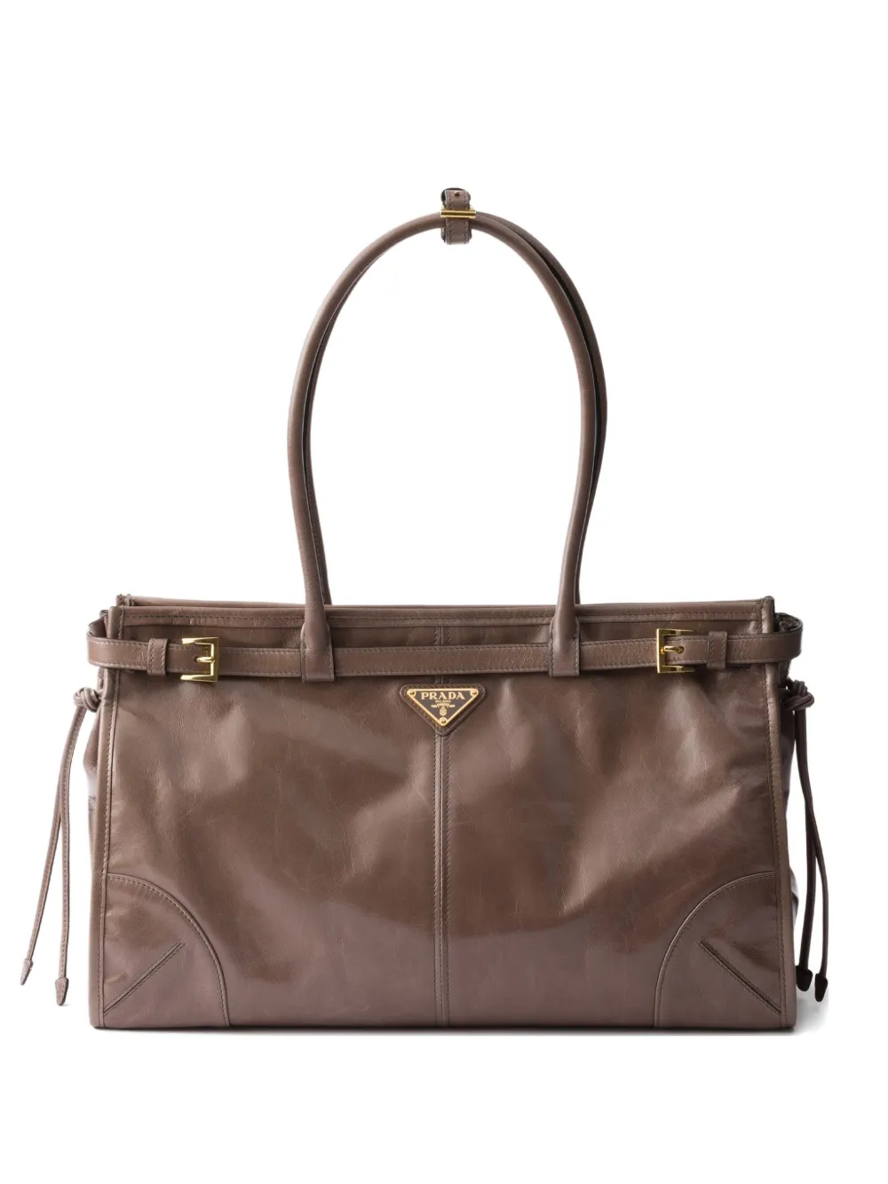 Prada Borsa tote Bonnie grande in pelle - Marrone