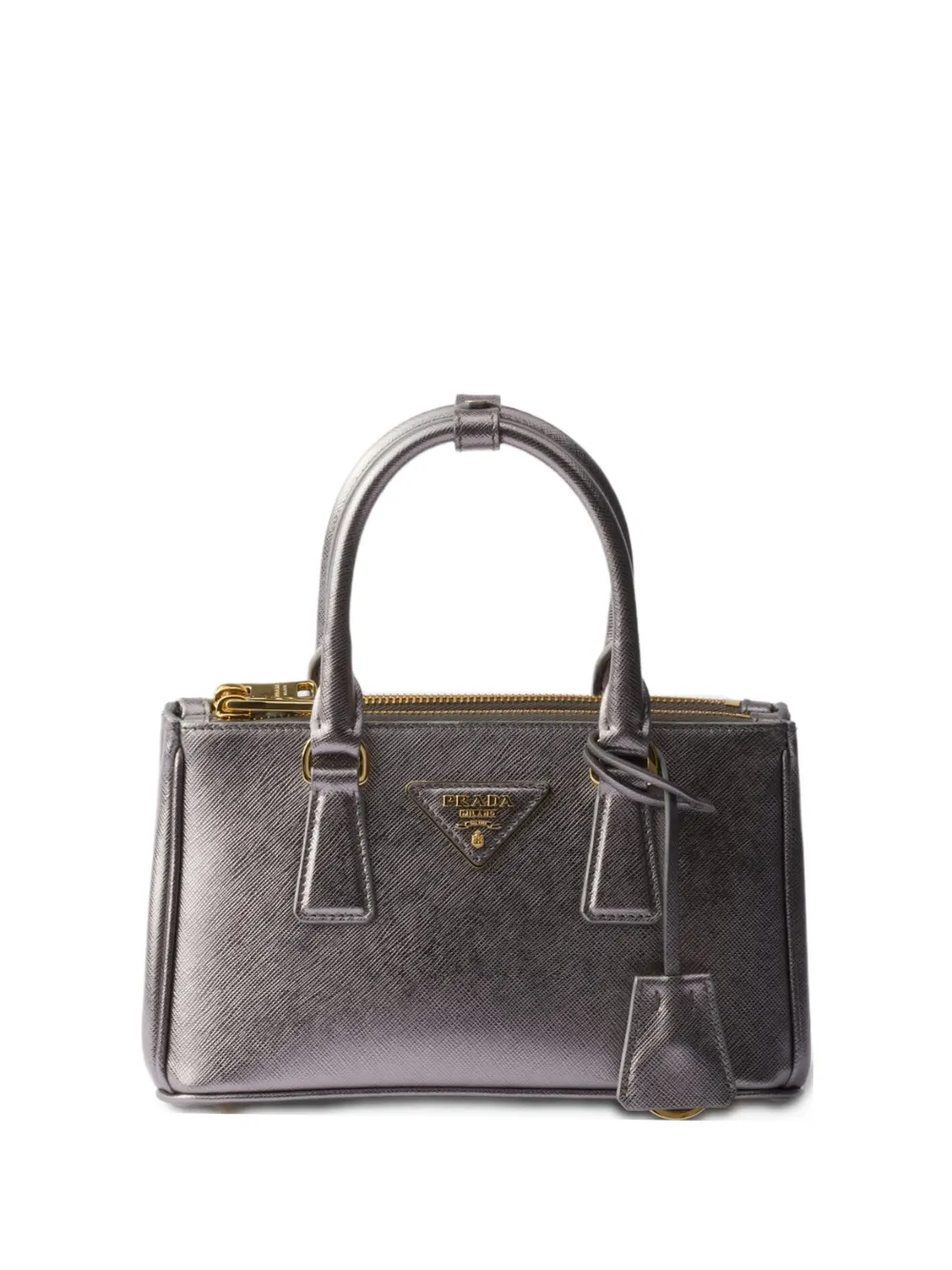 Prada Mini Galleria Leather Tote Bag In Gray