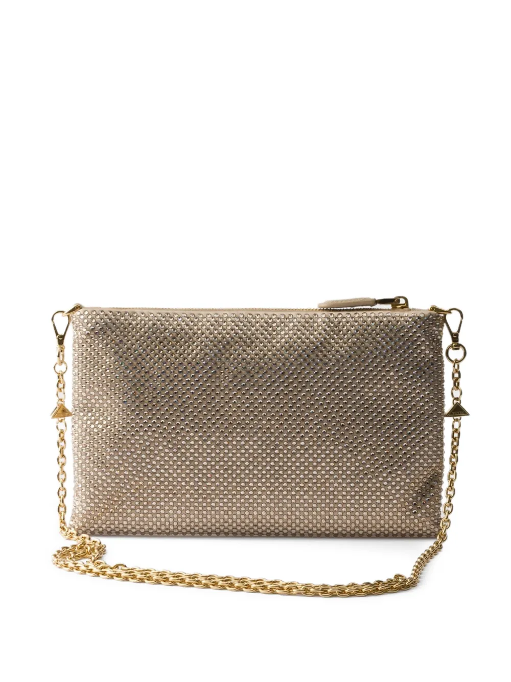 Prada Kleine clutch met kristallen studs - Beige