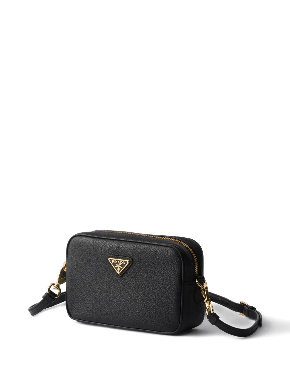 Prada Mini Leather Cross Body Bag In Black