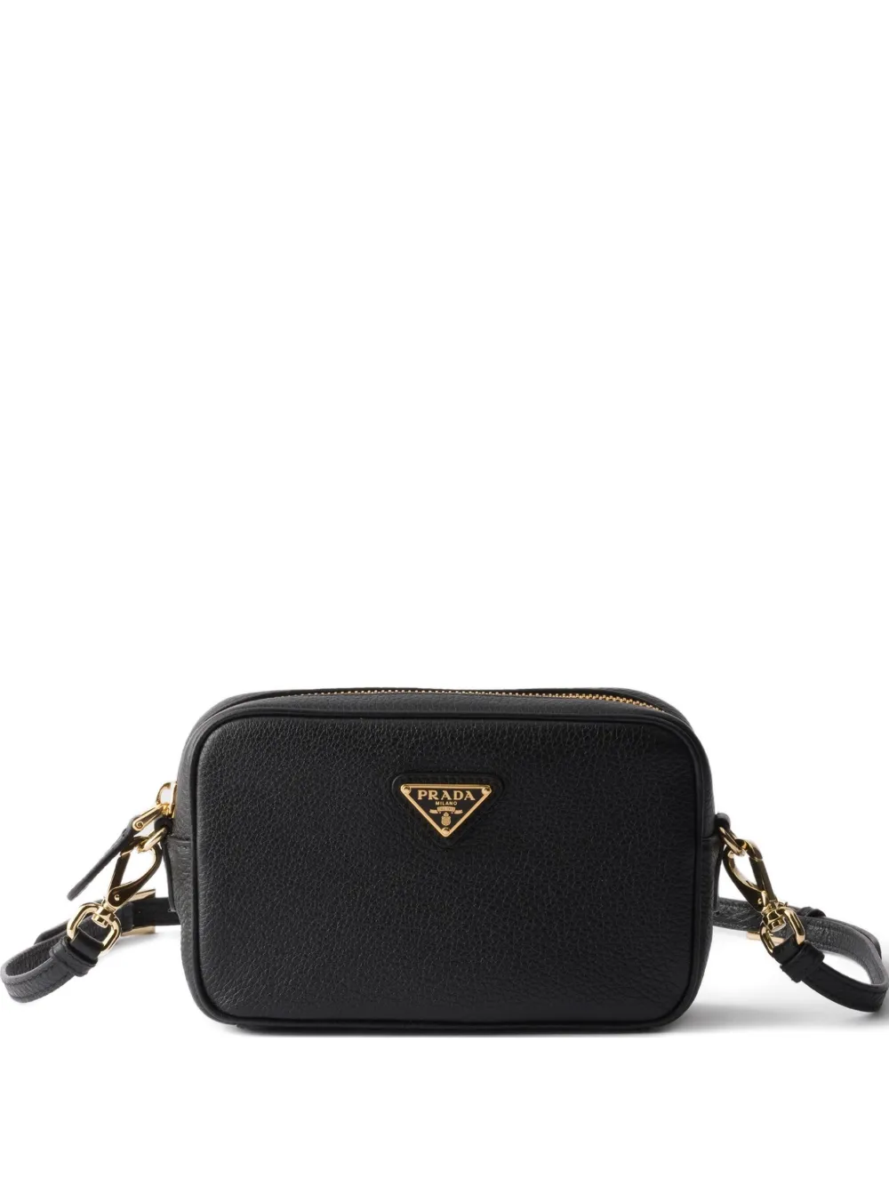 Prada Mini Leather Cross Body Bag In Black