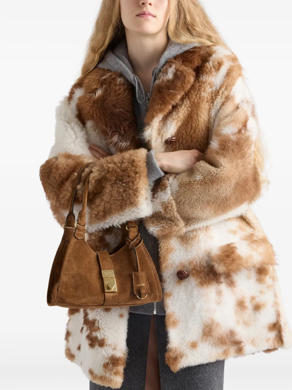 Prada Kleine suède shopper - Bruin