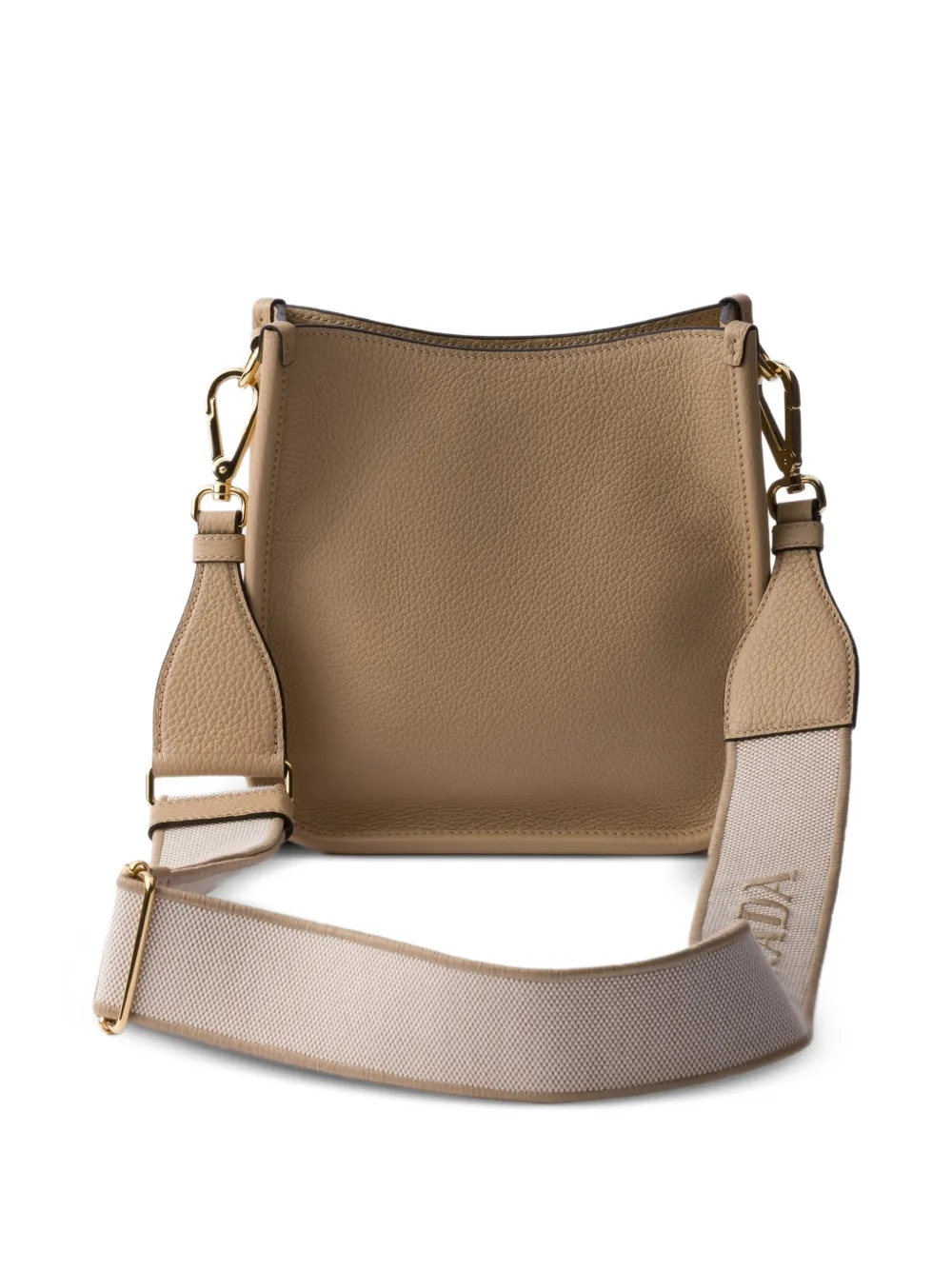 Prada Kleine leren schoudertas met logo - Beige