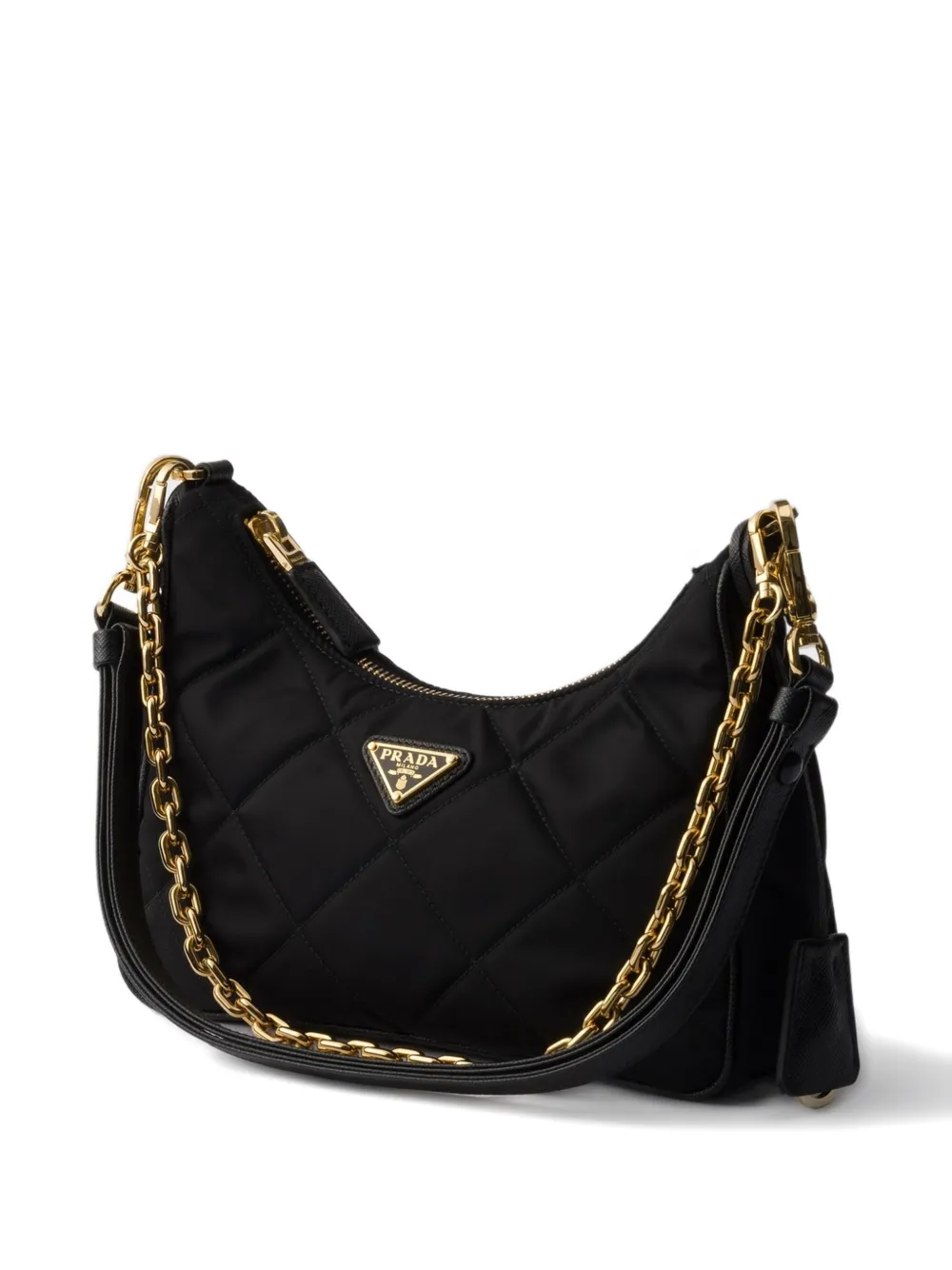 Prada Mini Re-edition Quilted Chain Shoulder Bag In Black