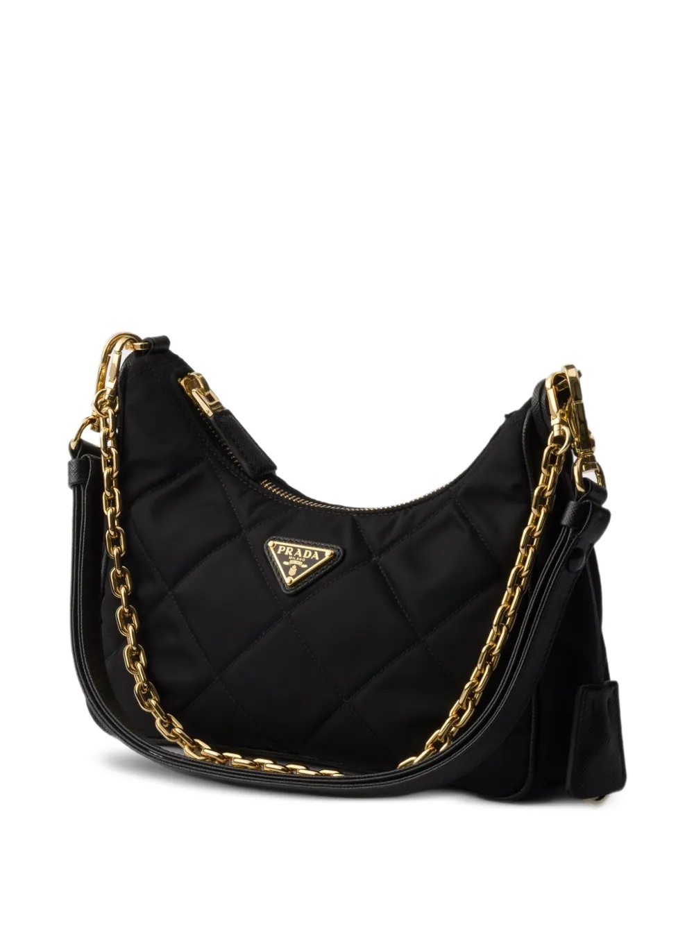Prada Re-Edition gewatteerde mini-schoudertas met ketting Zwart