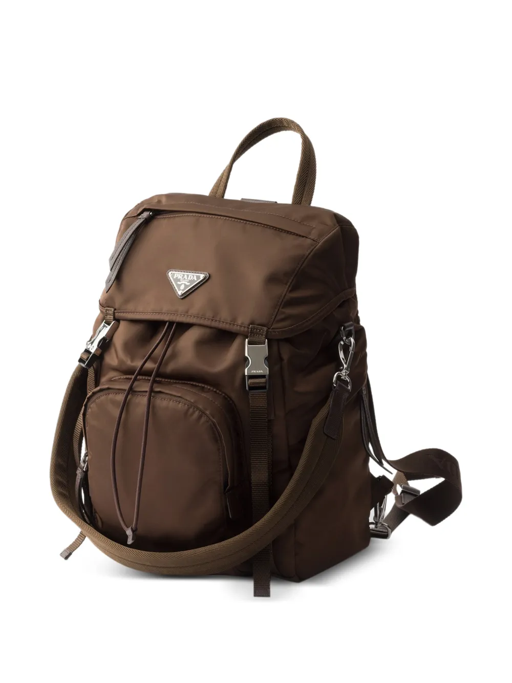 Prada Rugzak met logo Bruin