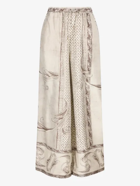 Max Mara patterned silk palazzo trousers