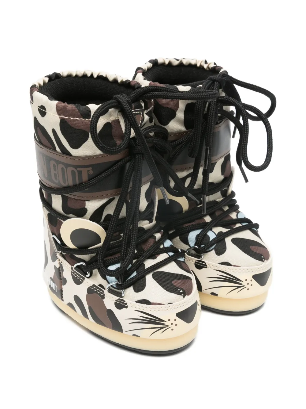 Moon Boot Kids leopard-design snow boot Beige