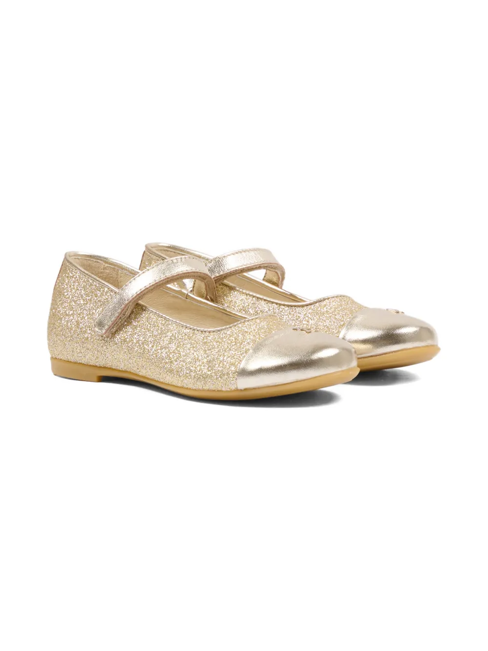 Tommy Hilfiger Junior metallic-toe strap-detail ballerinas - Oro