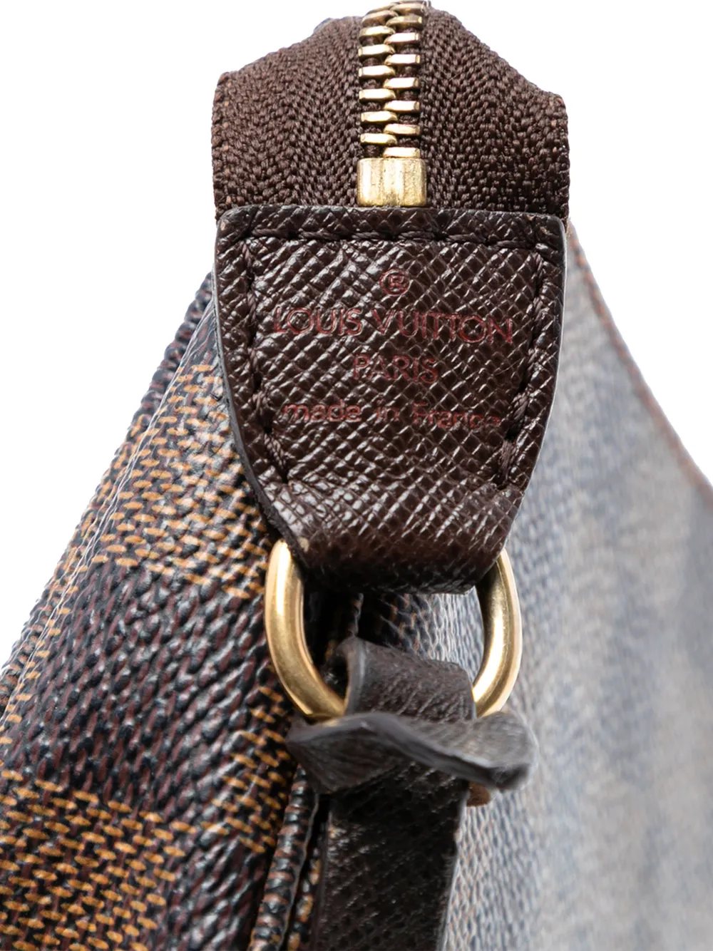 Pre-owned Louis Vuitton 2003 Damier Ebene Mini Pochette Accessoires Shoulder Bag In Brown