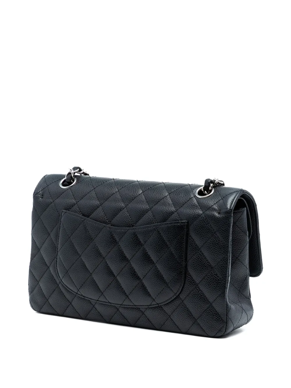 Pre-owned Chanel 2009-2010 Medium Classic Caviar Double Flap Shoulder Bag In Black