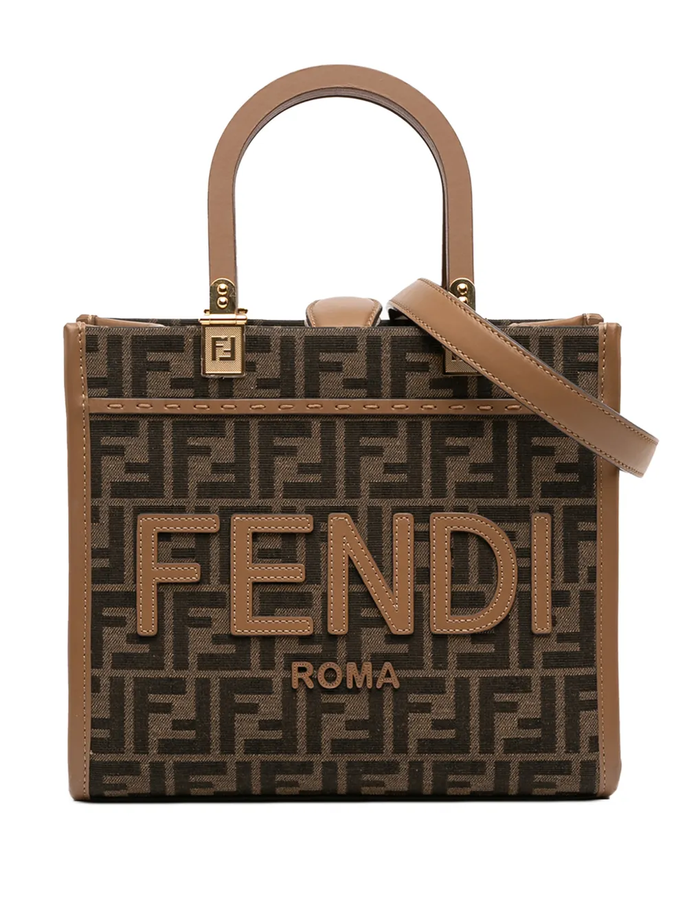 Fendi Pre-Owned 2010-2025 Small Zucca Canvas Sunshine Shopper Tote satchel - Brown