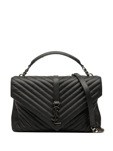 Saint Laurent Pre-Owned 2020 Large Quilted Chevron Sheepskin College satchel