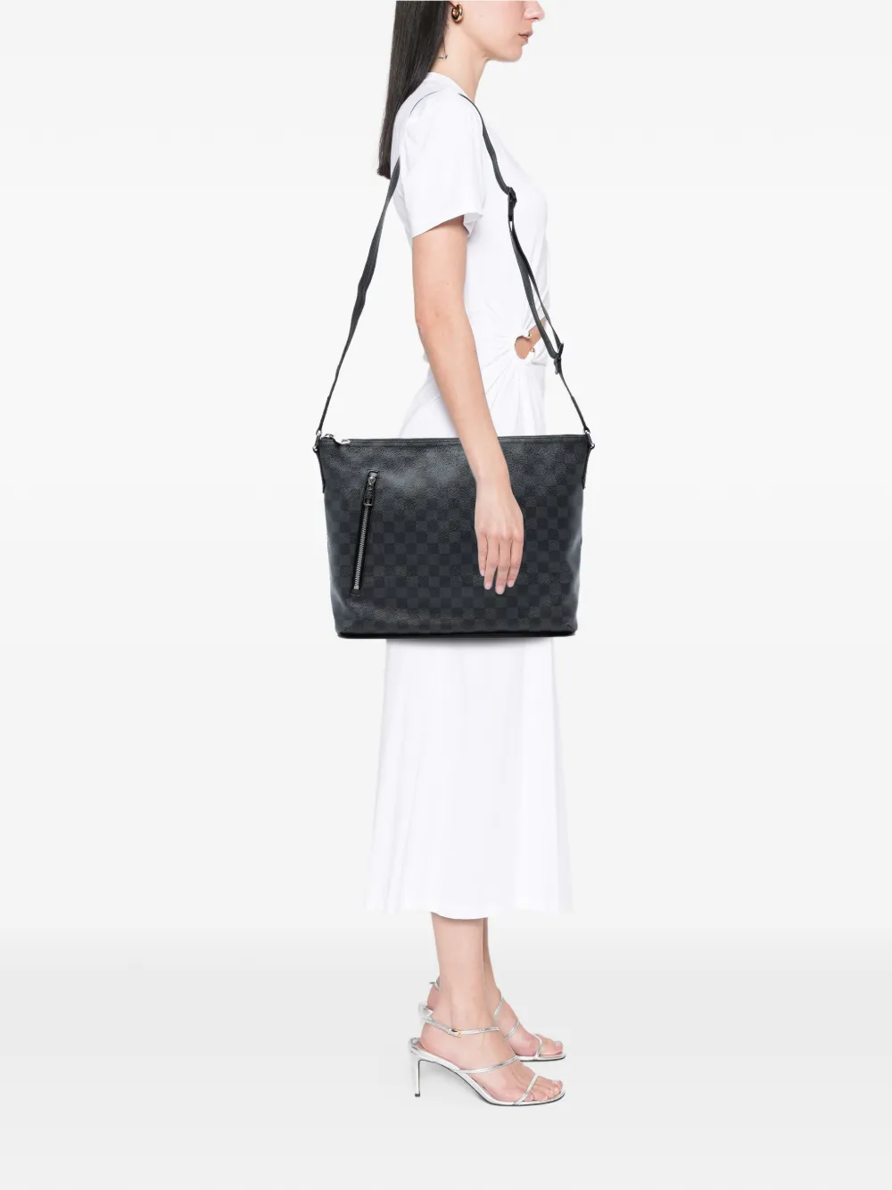 Pre-owned Louis Vuitton 2007-2025 Damier Graphite Mick Mm Crossbody Bag In Black