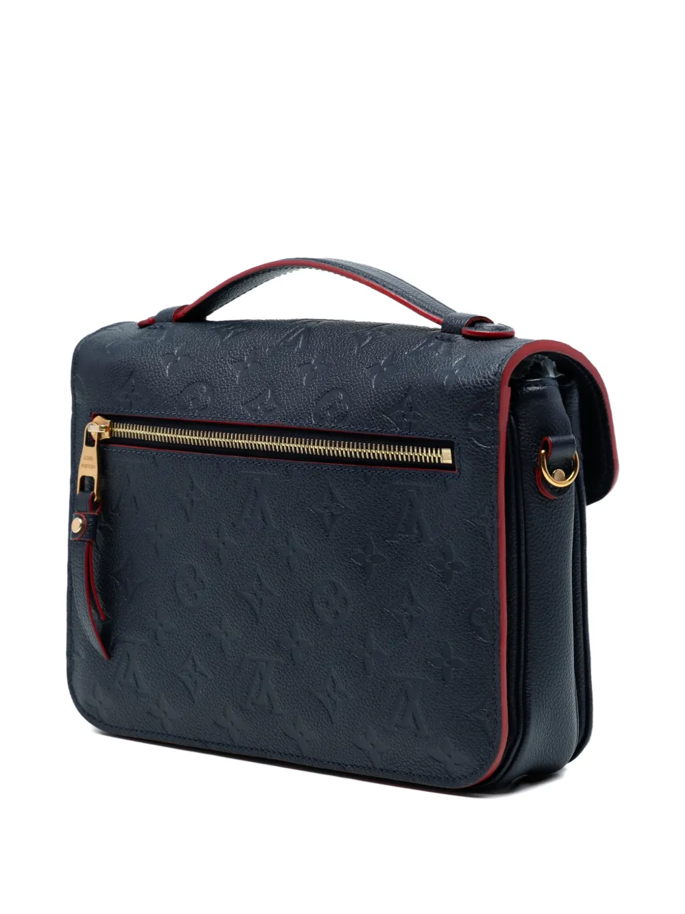 Pre-owned Louis Vuitton 2018 Monogram Empreinte Pochette Metis Satchel In Blue