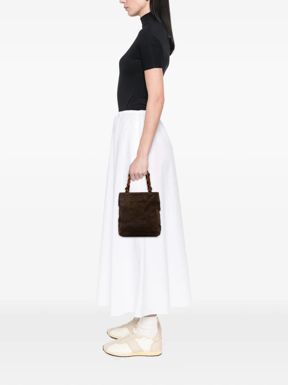 Pre-owned Chanel 1997-1999 Cc Suede Tote Bag In Brown