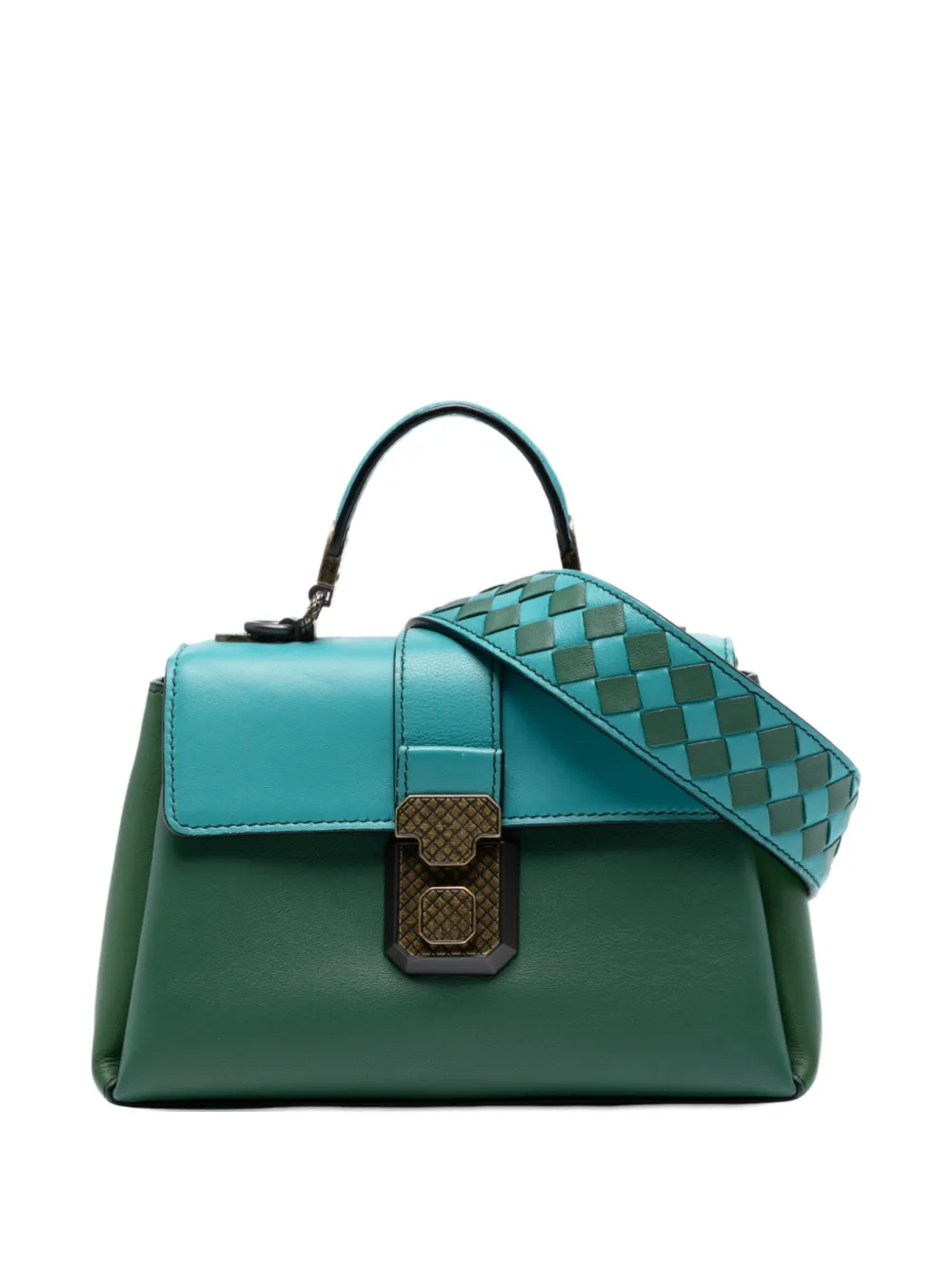 Bottega Veneta Pre-Owned 2012-2025 Mini Bicolor Nappa Piazza Top Handle satchel - Verde