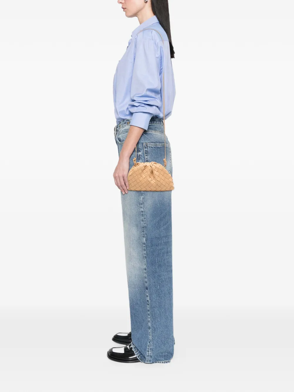 Pre-owned Bottega Veneta 2012-2025 Nappa Intrecciato The Mini Pouch Crossbody Bag In Brown