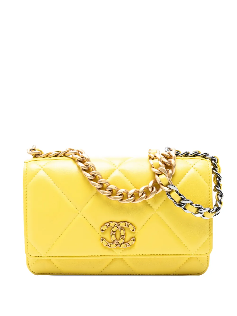 CHANEL Pre-Owned 2021-2025 Quilted Lambskin 19 Wallet on Chain satchel | amarillo | Image 1