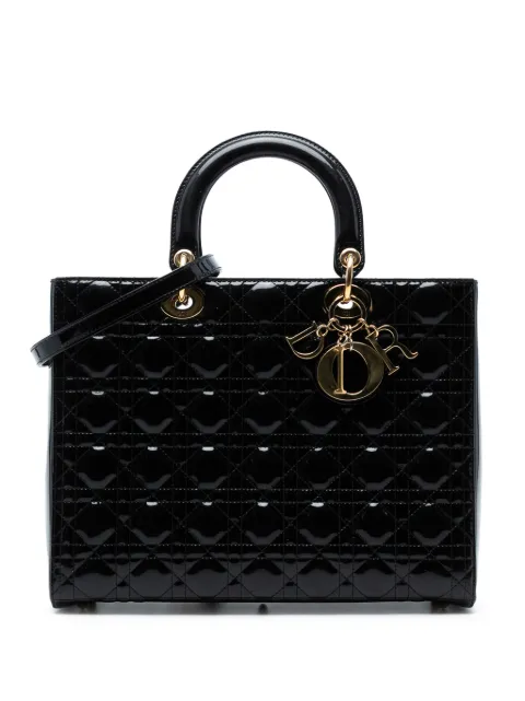 Christian Dior Pre-Owned stor lakeret Cannage Lady Dior satchel-taske fra 2014